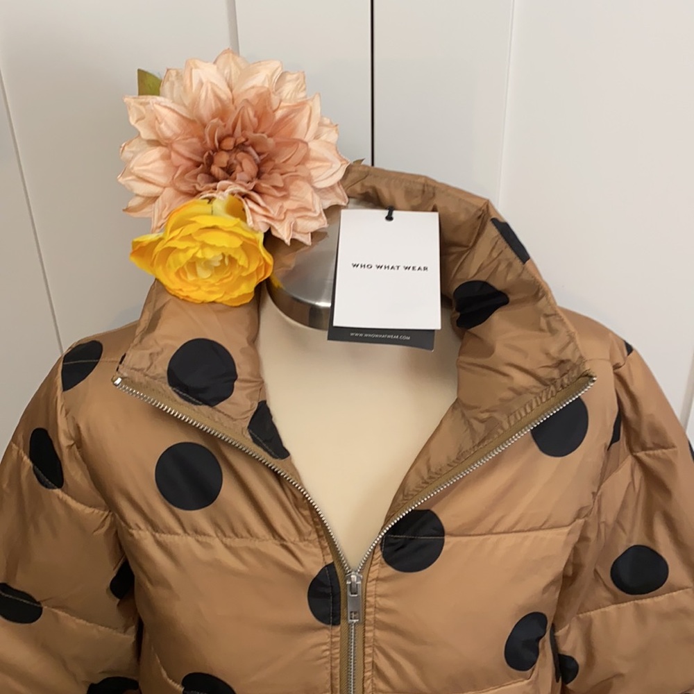 SHIP ⬇️ PRICE FIRM! NEW! Polka Dot Print Brown Puffer Women’s - Picture 3 of 6